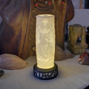 Colonne LithoZen Chat Meditation N°1, Socle LED