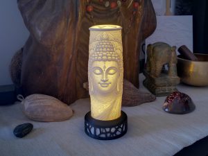 Colonne LithoZen Bouddha sur Mandala, Socle LED